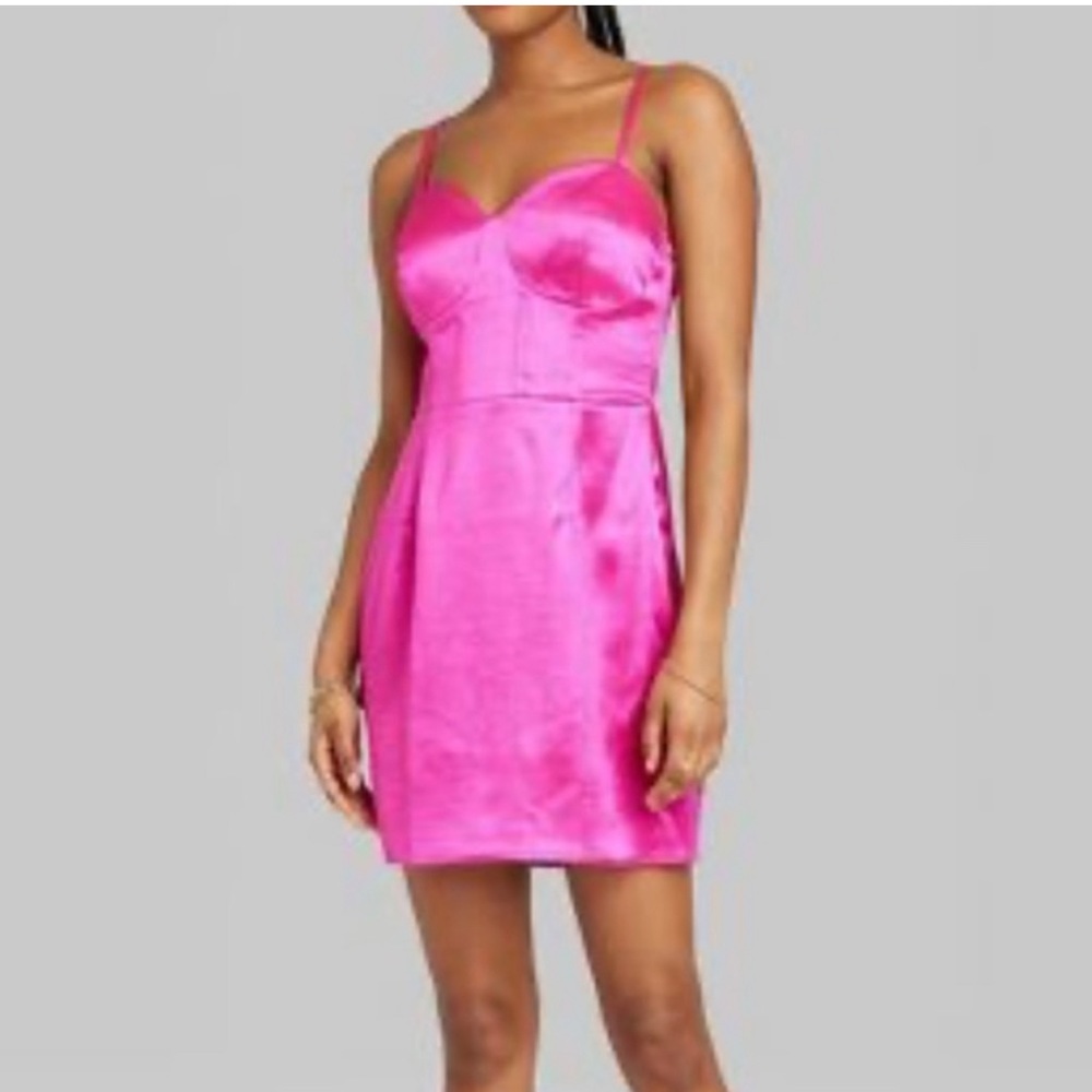 Wild fable satin corset dress pink size small new